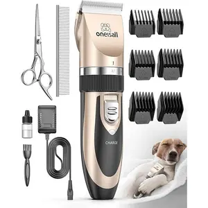 oneisall Dog Clipper Low Noise, Dog Grooming Kit with Rechargeable, Dog Shaver Cordless Electric Quiet Hair Clipper Set for Dog Cats Pets（Navy）