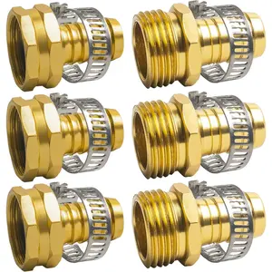 Hose Repair Connectors with Claps, 5/8"  Garden Hose Repair Kit, Female and Male Hose Connectors & Fitting with Stainless Steel Clamp, 3 pack