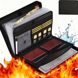 Fireproof waterproof organ folder without portable A4 pocket Fireproof expansion folder Test paper folder Data paper certificate storage organizing bag Portable important file organizer Document Organizer