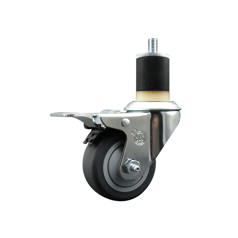 Service Caster SCC-EXTTL20S314-TPRB-178 Heavy-Duty Lockable Swivel Furniture Moving Wheel (Series #20) - 3 in. Gray, 1.87 in. Expanding Stem, Total Locking Brake, Table Support