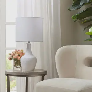 White Ceramic Teardrop Table Lamp