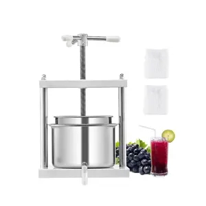 Summervibes VEVOR 1.45 Gal/5L Fruit Wine Press, 2 Stainless Steel Barrels, Manual Juice Maker, Cider Apple Grape Tincture Honey Olive Oil Making Press with Triangular Handle for Outdoor Kitchen Home