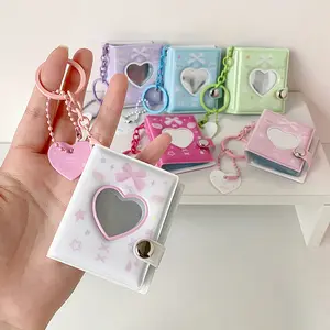 Pockets Portable Keychain Jewelry Photos Holder 1/2 Inch Mini Photo Albums For Photos Cards Small Album Book Photocard Holder
