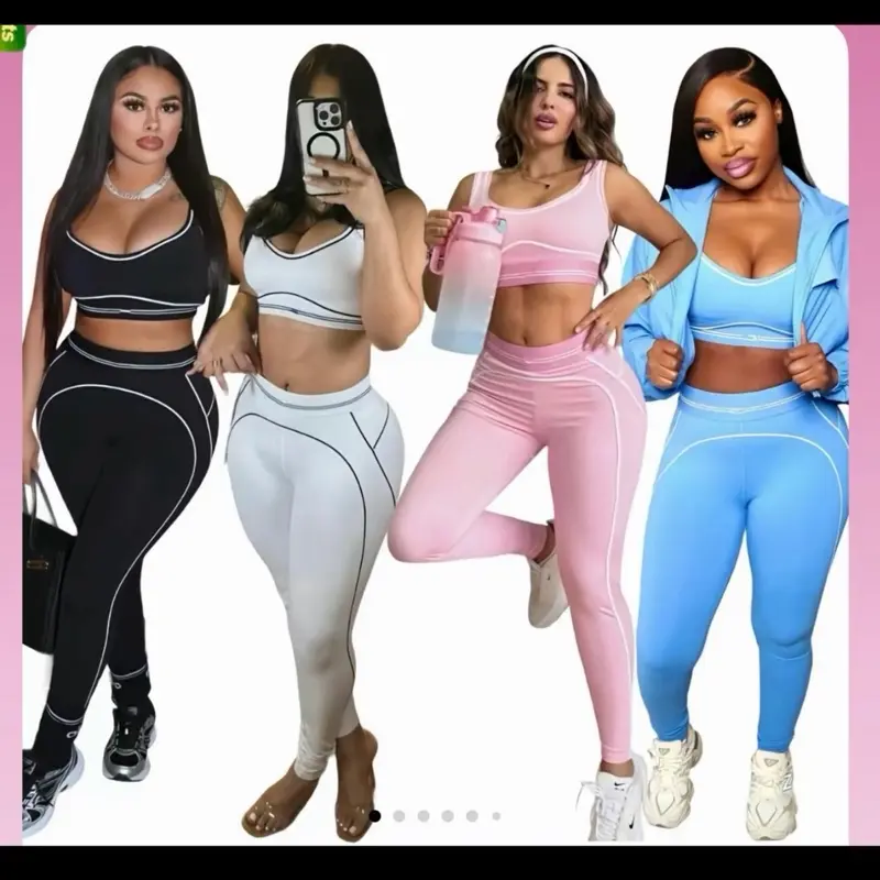 Women 3-Piece Seamless Leggings Set (Top, Jacket & Leggings)