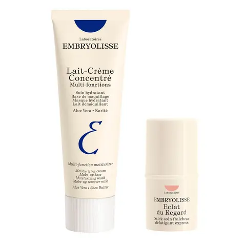 Embryolisse Glowy Skin Prep Set - Lait-Crème Concentré 2.54 fl.oz & Radiant Eye Stick 0.15 oz