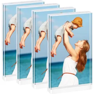5x7  Photo Frames (4 Pack) -  Free-Standing Discreet Display for Instax Film, Polaroid Photos | Aesthetic Desk & Home Decor, Office/Bedroom Memories (4, 5X7 inch vertical)