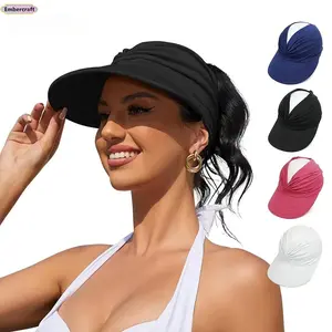 Women's UPF 50+ Sun Visor Hat, Wide Brim UV Protection Ponytail Cap for Beach, Golf, Hiking and Outdoor Travel, Lightweight Summer Sun Hat for Daily Casual Wear