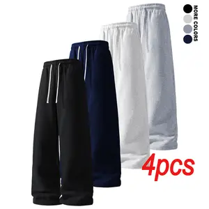 4Pacs Men's Oversized Wide Leg Sweatpants, Elastic Drawstring Waist Casual Lounge Pants, Streetwear & Loungewear | 1 pacs /3 pacs/ 4-pacs