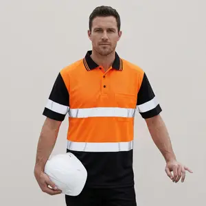 Men's Safety Polo Shirt with reflective tape, ANSI Class 2 standard Fabric Menswear