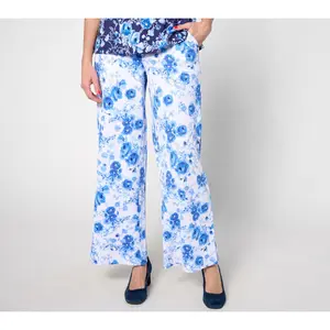 Isaac Mizrahi Live! Petite Printed Pebble Knit Statement Pants