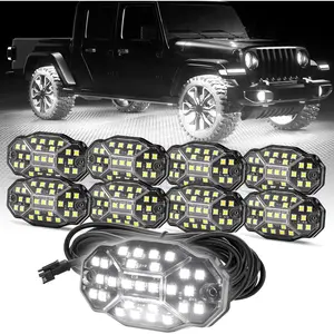 Winunite 27 Full Angle Chips Rock Lights,6000K Pure White,5-Sided Translucent Design with No Cover,4M Extension Wires,Plug and Play,IP67 Waterproof,Fits Trucks Trailers Cars SUV ATV UTV Boats Christmas gift
