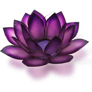 Capiz Shell Lotus Flower Decor Tealight Candle Holder for Serene Ambiance - Handmade Decorative Candle Holders for Meditation, Yoga, and Relaxation, Passion
