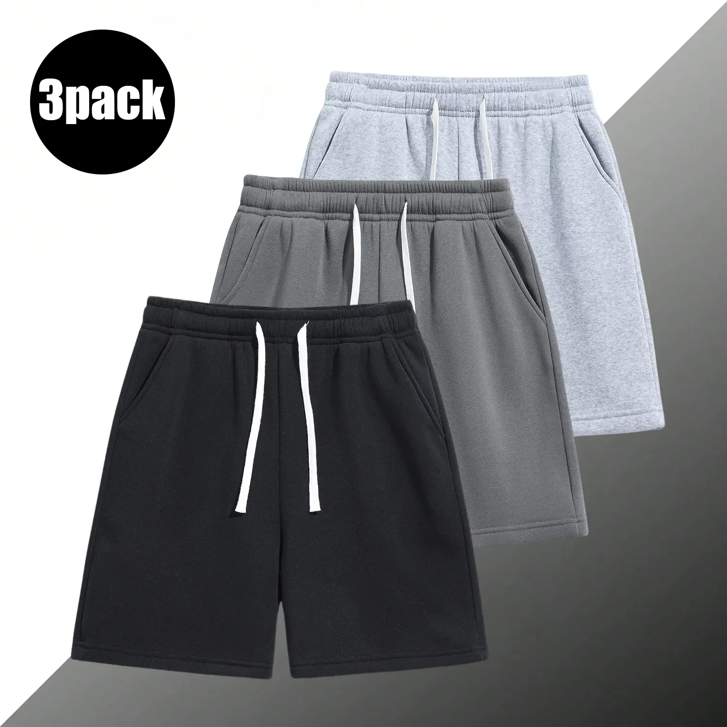3-Pack ，men’s shorts: drawstring 5‑inch shorts, running athletic shorts—breathable and comfortable. Suitable for summer daily commuting/work, outdoor running, holiday leisure. Simple solid colors that are easy to match; suitable for both men and women.