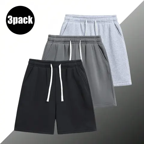 3-Pack ，men’s shorts: drawstring 5‑inch shorts, running athletic shorts—breathable and comfortable. Suitable for summer daily commuting/work, outdoor running, holiday leisure. Simple solid colors that are easy to match; suitable for both men and women.