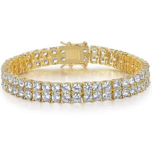 [Unisex]MDFUN 2-Row 3mm Cubic Zirconia Tennis Bracelet – Iced Out, Stackable, Everyday Shine, Perfect Gift for Him & Her (6.5–8.5 Inch) festival gift