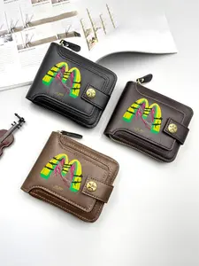 Black Leather Wallet with Neon Lightning Arch Print Design for Everyday Use Suitable for Trendy Adults and Men Perfect Birthday Christmas Fathers Day Gift Accessory Stylish Durable HighCapacity Zippered Wallet for Travel and Casual Occasions