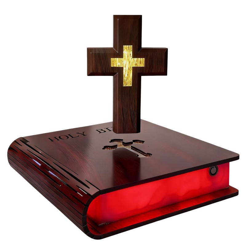 Magnetic Levitation Cross Lamp Colored Bible Lamp Christian Night Light Perfect Easter Gift and Home Desktop Decoration Illuminated Levitation Bible Cross Lamp Easter Gift