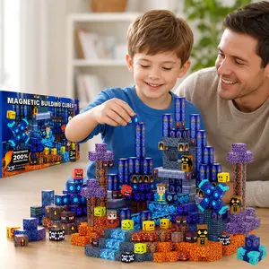 Blue Castle Magnetic Building Blocks 100/150 PCS - STEM Montessori Sensory Toys for 3+ Year Old Boys Girls, 3D Spatial Logic Stacking Puzzle, Educational Construction Set for Toddler Preschool Learning, Creative Christmas Birthday Gift