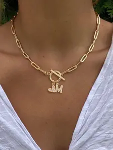 Heart Initial Necklace, Fashionable Pendant Necklace for Women & Girls, Trendy All-match & Exquisite Jewelry for Birthday Gift