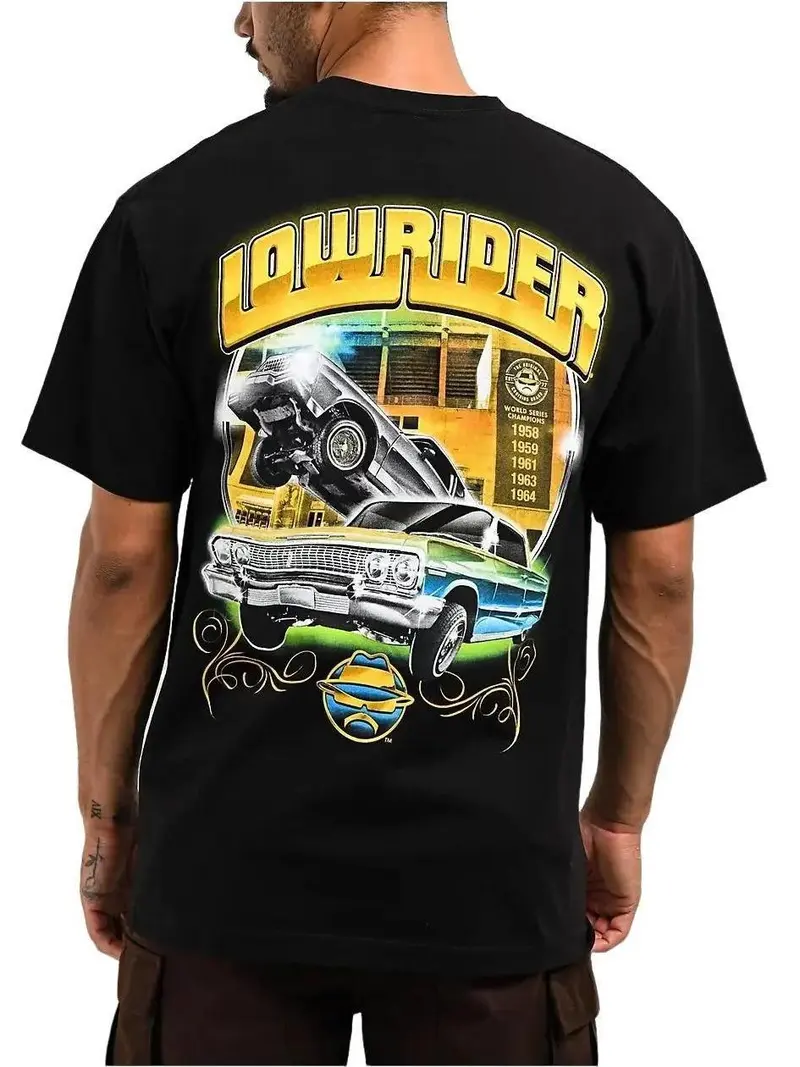 Lowrider Black 2 Sided T-Shirt, Chicano Art, Graphic Unisex Shirt, Casual Style, Top Menswear, Mexico Unisex Streetwear
