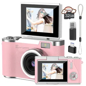 Portable Digital Camera, Student Camera, Camera set,180° Degree Flip Screen Camera For Students, EntryLevel Digital Camera With 32GB Memory Card, Video,Photography, Perfect For Back-To-School Season,Christmas Thanksgiving New Year Gift