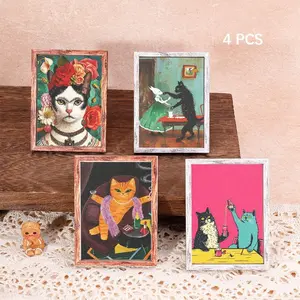 4 Pcs Fun Cat Refrigerator Magnets, Cute Animal Magnets, Home Decor Magnets, Mini Art Magnets, Creative Magnets for Festive Decoration, Cute Magnets for Fridge, Funny Magnets