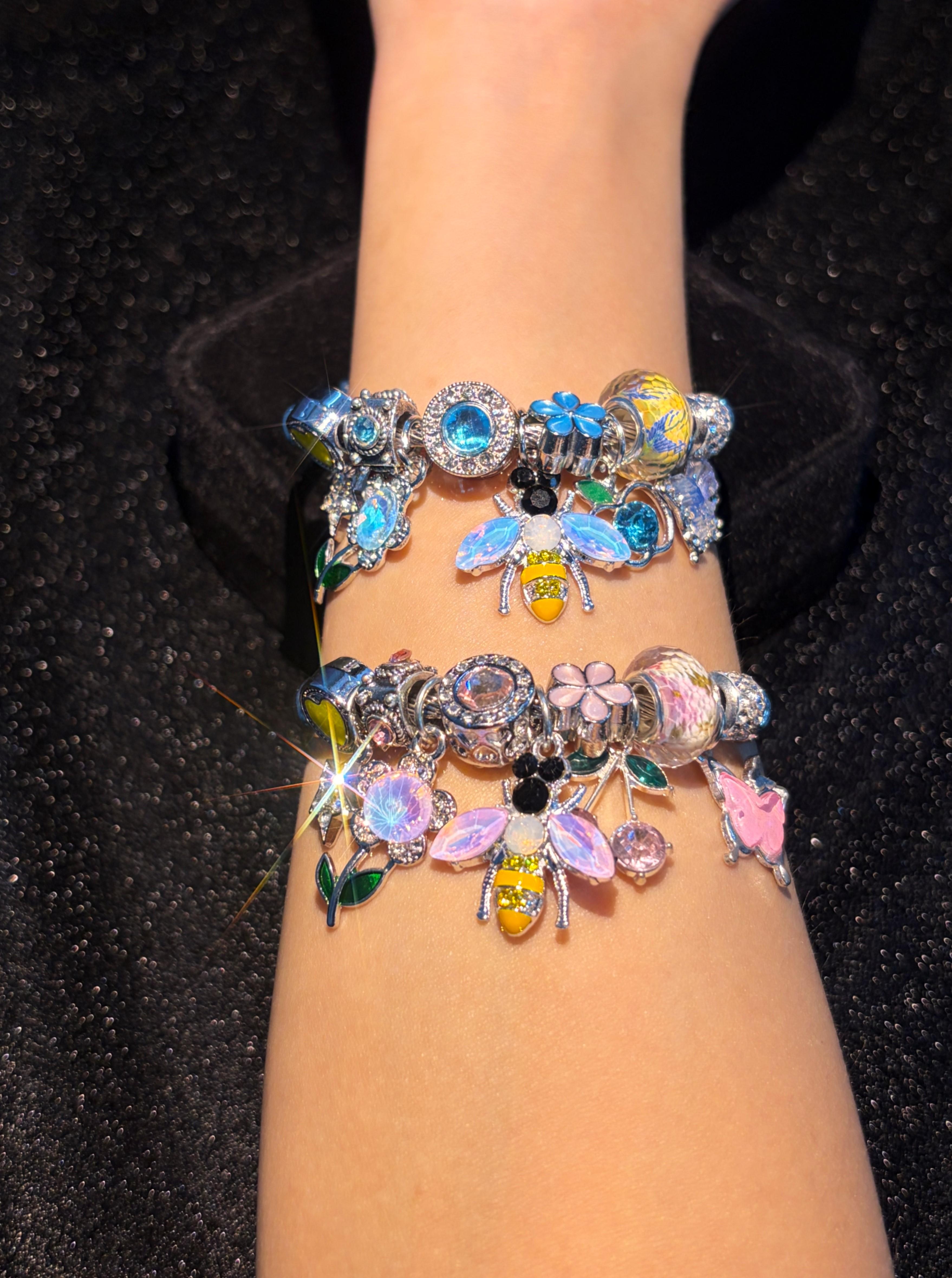 Women's Silver-Tone Bee & Butterfly Open Cuff Bangle, Flower Stackable Costume Jewelry Bracelet