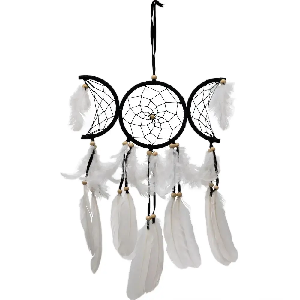 Triple moon dreamcatcher wall hanging