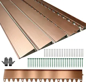 Stainless Steel Garden Edging, Metal Landscape Edging & Retaining Wall Panel, Cuttable & Bendable, Includes 54 Nails, Ideal for Courtyards/Flower Beds/Hard Surfaces (20 Feet/6-Piece/Pale Bronze)