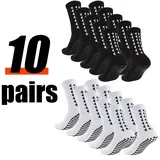 Unisex Youth Mid-Calf Anti-Slip Cushioned Dry Moisture-Wicking Football Sports Socks, 3/6/10 Pairs, All-Season Breathable, Silicone Grips, for Professional Training & Matches, Anti-Slip Sports Socks