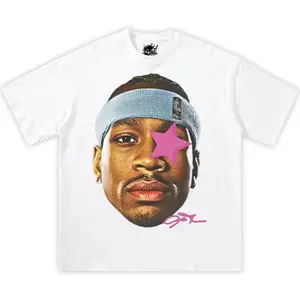 Allen Iverson AI Pink Star Boxy Cotton Tee Shirt Opium y2k Fashion Streetwear Unisex Men Women Crew Neck Oversize Sweatshirt Soft Breathable Fabric