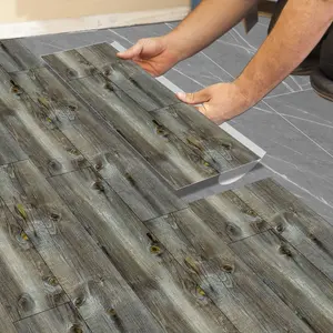 Imitation Wood Grain PVC Self-Adhesive Flooring Sticker, Waterproof Wear-Resistant, Adhesive Free, Ideal for Living Room Bedroom Rental Room, Durable PVC Material