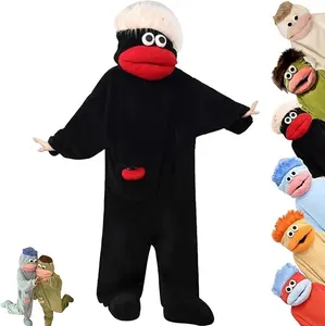 Women's Black Big Mouth Funny Long Sleeve Loose Fleece Onesies, Cozy Loungewear Pajama Jumpsuit Sleepwear Gift