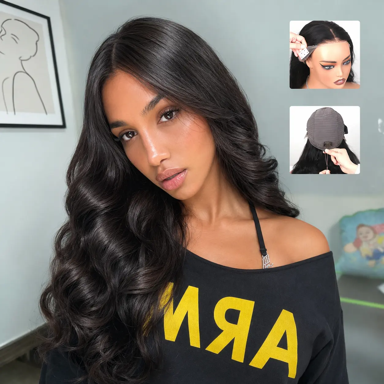 2 Pack Drawstring Human Hair Wigs 24" & 30" Body Wave Wig Set, 13x4 HD Transparent Lace Front Wig, Pre-Plucked Natural Hairline with Baby Hair, 180% Density Full Volume Human Hair Wig, Straight Body Wave Deep Wave Styles 18-30 Inch