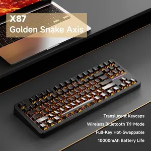 EWEADN Wireless Mechanical Gaming Keyboard, 87 Key RGB Backlight Keyboard with 10,000mAh Battery, Hot-swappable Keys, 3-mode Wireless Keyboard for Gaming
