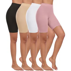 4 Pack Slip Shorts for Under Dress Women Seamless Boyshorts Panties Anti Chafing Shorts