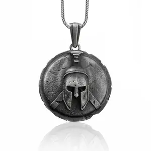 Vintage Ancient Greek Warrior Spartan Necklace for Men Boy Vintage Ancient Amulet Pendant Jewelry Gift,Spartan Silver Pendant, Spartan Shield Pendant, Greek Warrior Necklace, Warrior Helmet Necklace, Spartan Warrior Pendant,audacious jewelry