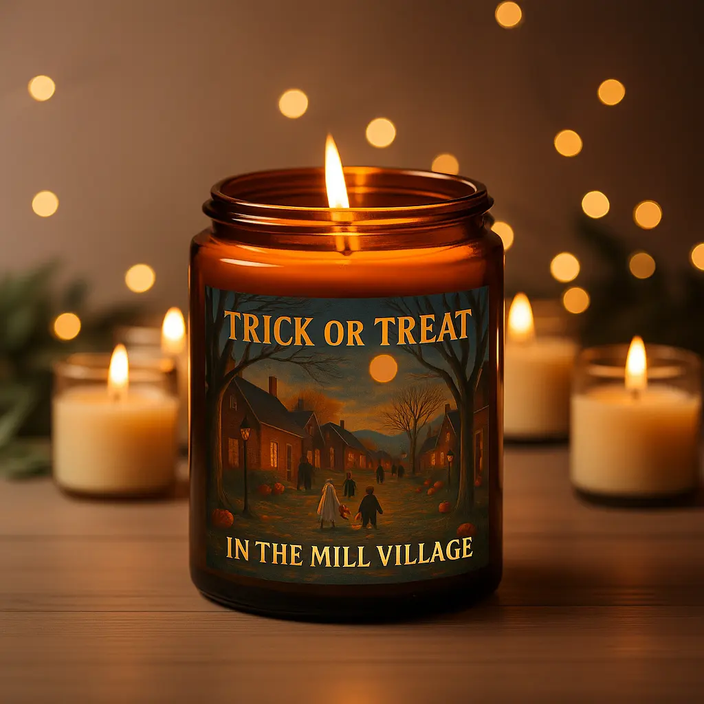 Trick or Treat in the Mill Village - Caramel Apple Scented 8 oz Soy Candle - Hand-Poured in Greenville, SC