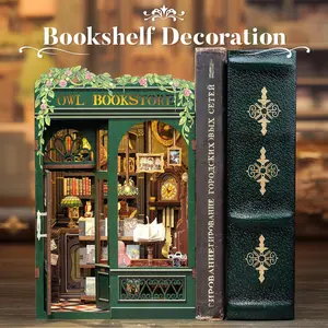[OWL Bookstore] Book Nook Kit, DIY Miniature House Kit for Bookshelf Decor, Book Nook Kit for Adults & Beginners, 3D Wooden Puzzle Dollhouse, Ideal Gift for Family and Friends