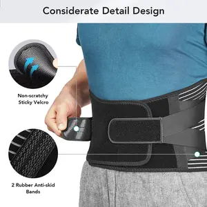 Back Lumbar Support Belt Men Spine Decompression Waist Trainer Adjustable Back Brace for Lower Back Pain Relief with 6 Stays