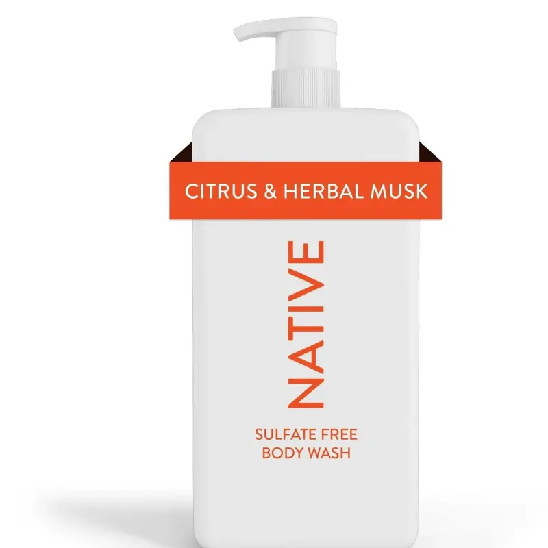 Native Body Wash CITRUS & HERBAL MUSK Sulfate Free Paraben Free for Men and Women 18 oz Plant Derived Cleanser