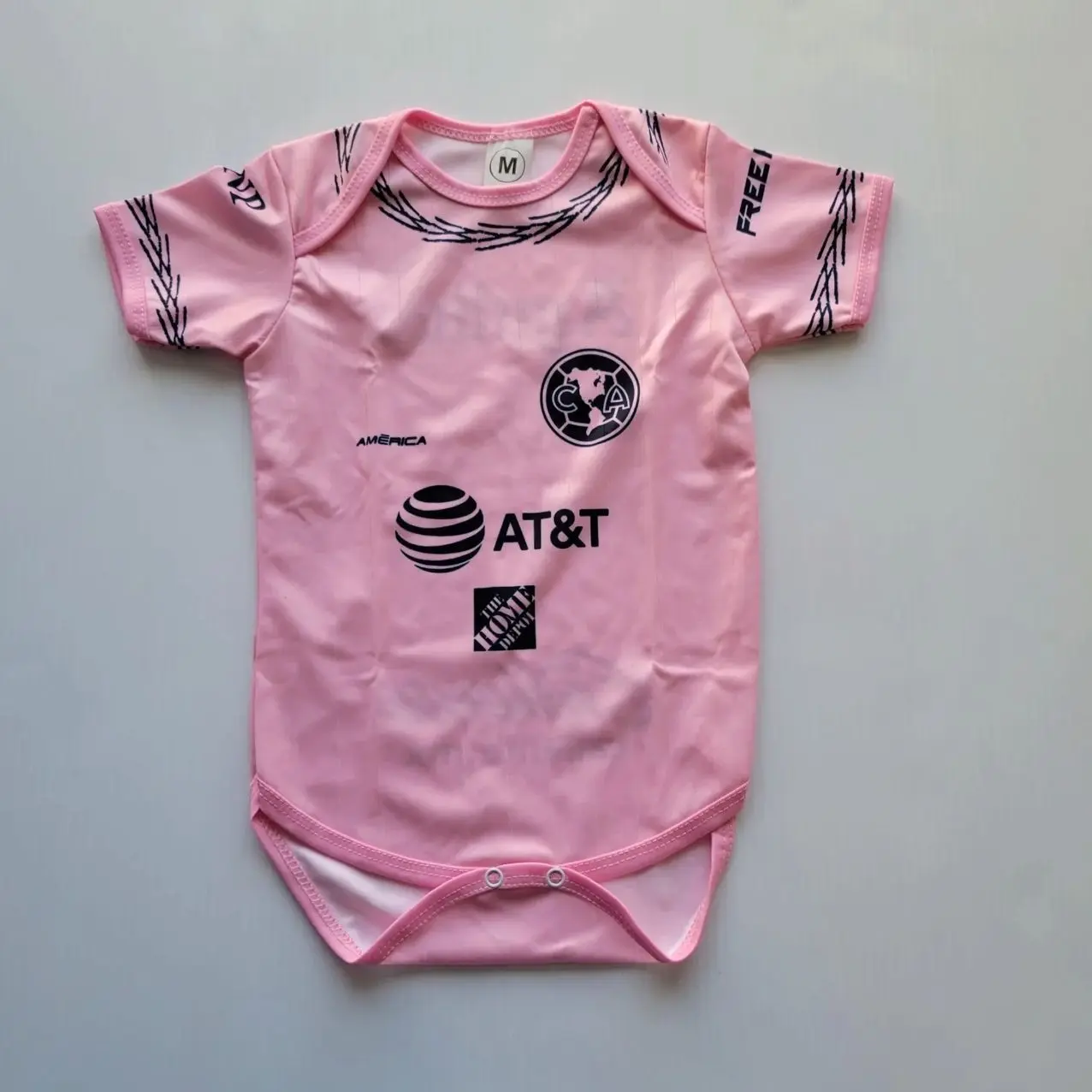 Custom America Baby Girl Pink Bodysuit, Mexican Outfit One-piece, Personalized with Name and Number 7IZ