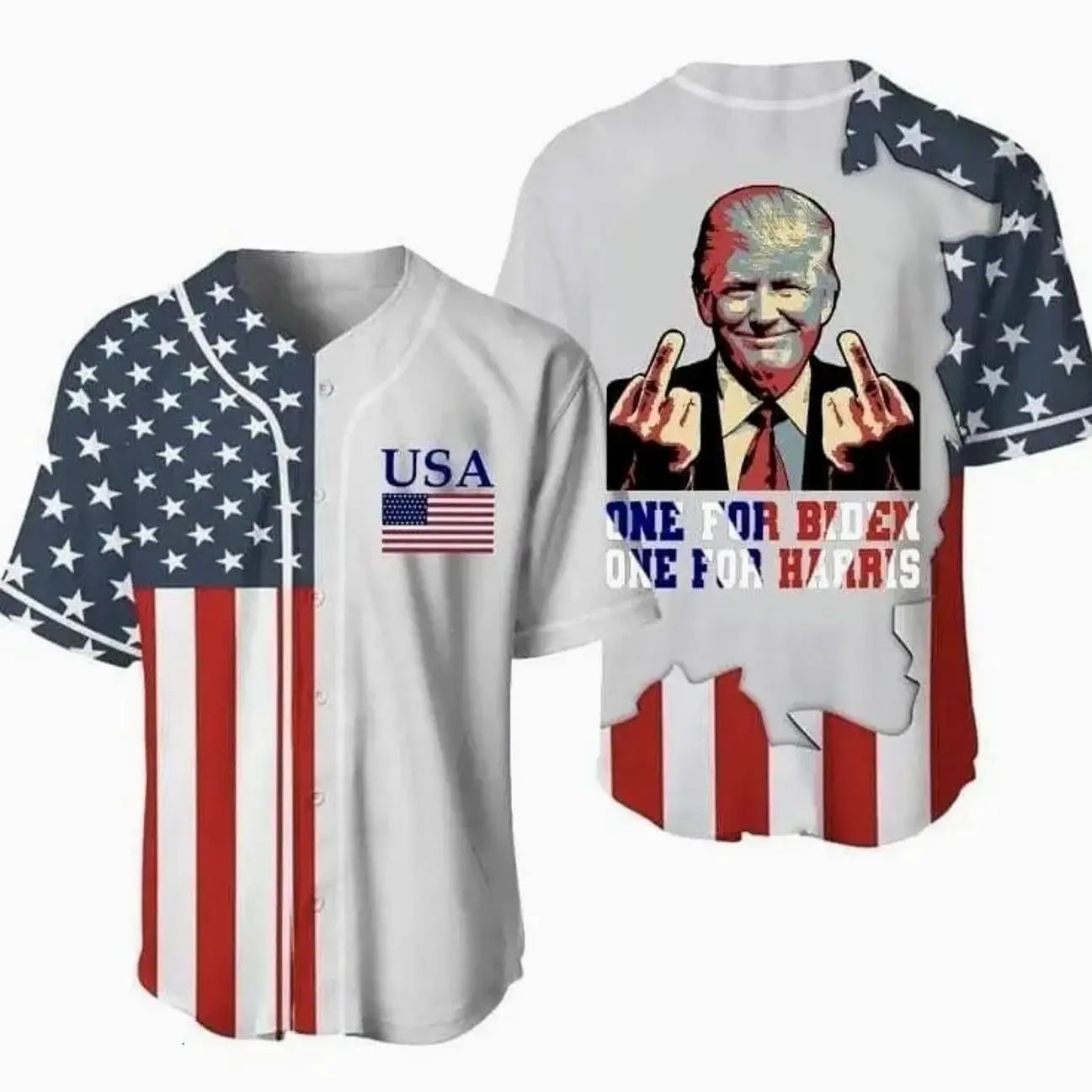 Trump Baseball Jersey, American Patriotic Graphic Shirt, Political Fan Sportswear, USA Western Style, Unisex Casual Apparel