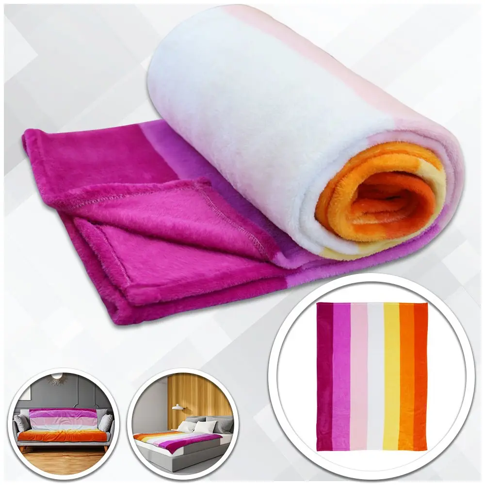 Bright Soft Plush Lesbian Sunset Blanket - 50x60in, Machine Washable, Rolled Hem Edging Bedding Throw for Home Use