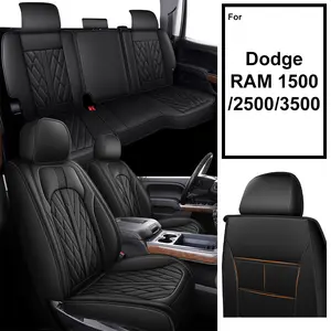 For Dodge RAM 1500/2500/3500 2002-2021 2022 2023 2024 2025 2026 Pickup 4-Door Custom Car 5-Seat Covers Full Set Waterproof Fuax Leather Full Coverage Front & Rear Full Set All inclusive Customed Car Cushions