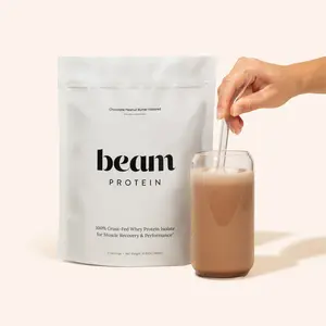 Beam 100% Grass-Fed Whey Protein - Strength & Post-Exercise Repair - Top-Rated Peanut Butter Flavor - 12 Servings