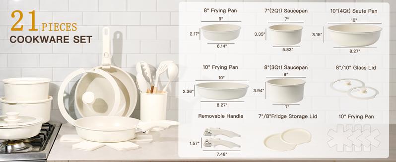 Astercook 20pcs Non-Stick Pots and Pans Set with Detachable Handle, Oven Safe, Stackable, Non-Stick RV Kitchen Cooking Set Modern Aluminum Dishwasher Safe Astercook 20pcs Non-Stick Pots and Pans Set with Detachable Handle, Oven Safe, Stackable, Non-Stick RV Kitchen Cooking Set Modern Aluminum Dishwasher Safe