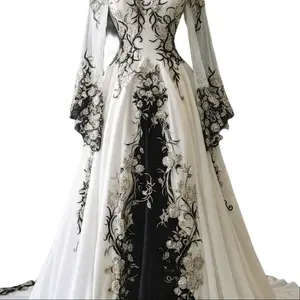 SHEIN Women's Customized Lady's 1-Shoulder Fantasy Flower Embroidery Applique Long-Sleeve A-Line Summer Wedding Dress, US 2-16 Bridal Gown