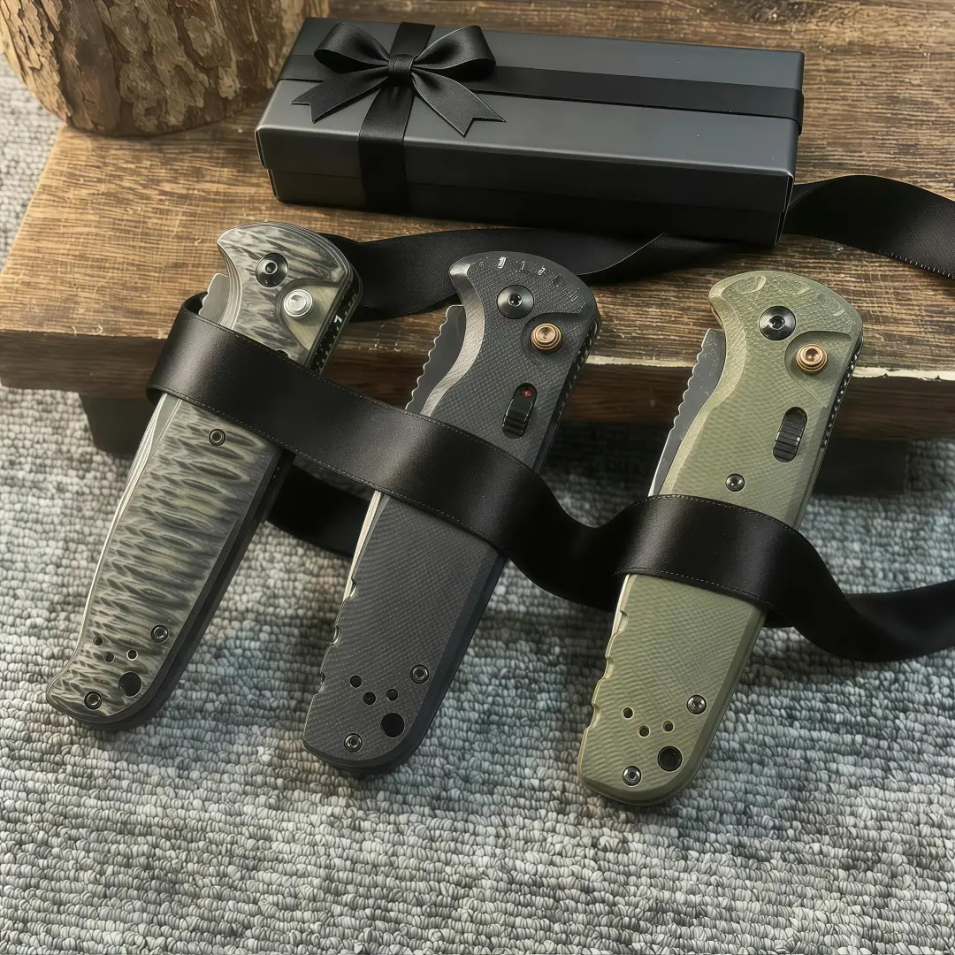 4300BK D2 Battlewash BladeTactical Knife with G10 Handle & Button Lock,High-End Survival Supplies for Camping &Hiking, Neck Knife Gift Set, Tactical Knives