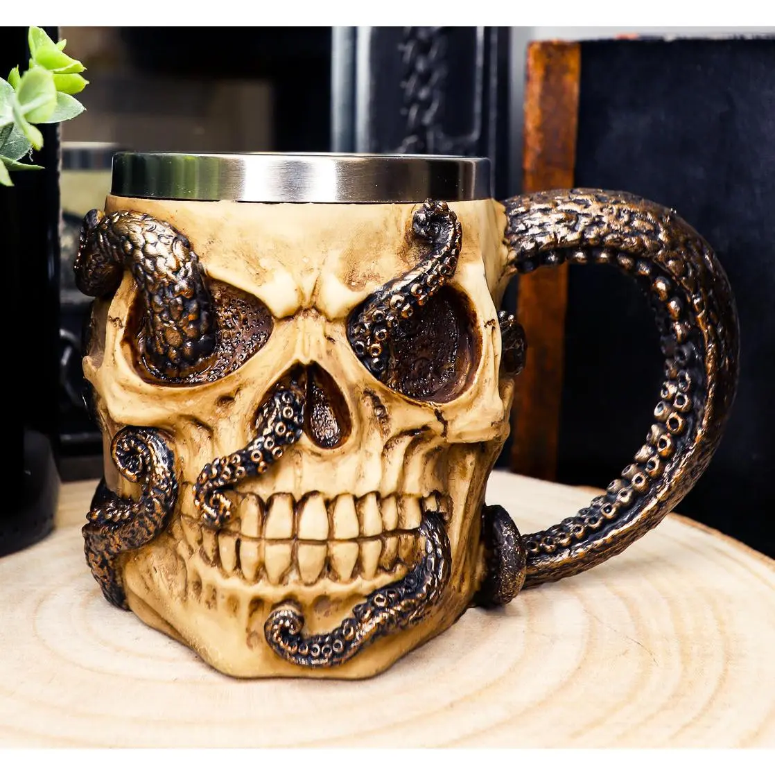 Stainless Steel Shipwrecked Skeleton & Octopus Themed Drinking Cup - Durable Kitchenware Drinkware Accessory